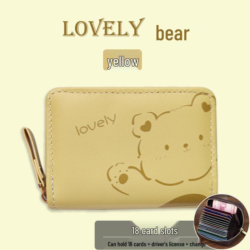 Women's Cute Cartoon Mini Card Holder Wallet - Multi-Slot, Zipper, Japanese/Korean Style, 2025 New