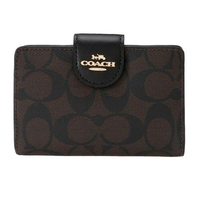 Outlet OUTLET Двойной кошелек C0082 IMAA8 Signature Canvas Коричневый Коричневый/Черный Черный/Золотой [Товар]