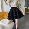 Pleated A-line Mini Skirt White Women Ruffles Sweet Hottie Preppy Style Elastic Waist Slim Thin Casual Summer Skirts