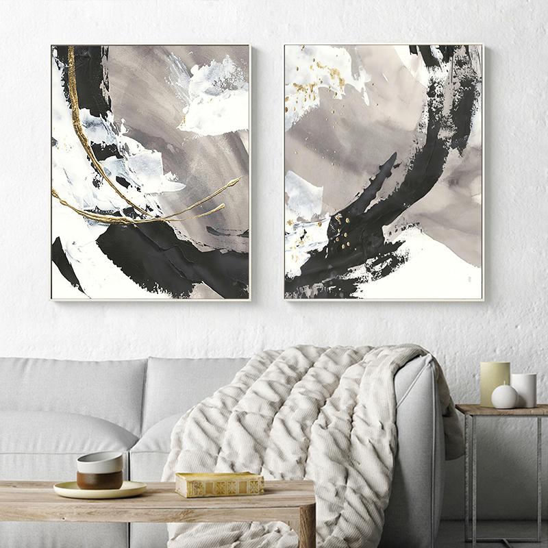 Китайские чернила, черно-белая кисть, абстрактные линии, холст, картина, плакат и принт, настенные художественные картинки для декора гостиной