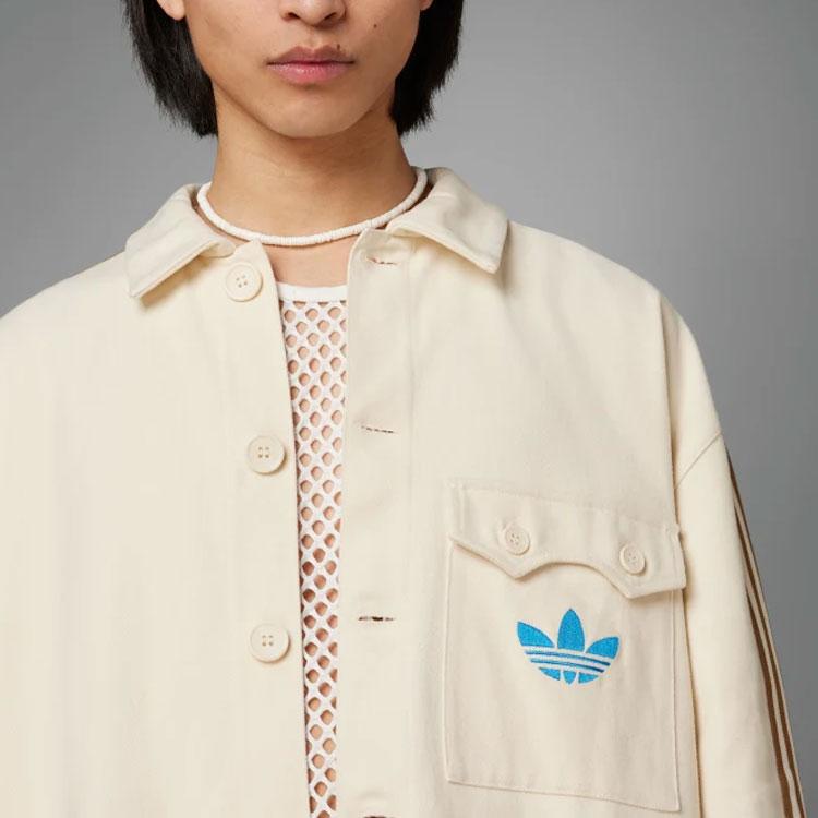 Adidas Originals SS23 Adicolor 70s Retro Series однобортная мужская куртка с длинным рукавом бежевого цвета IP6988