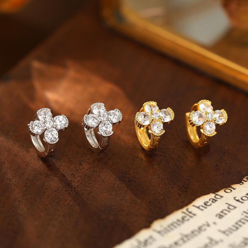 Серьги Banyan Tree S925 Silver Four Leaf Clover Diamond - Элегантные украшения в корейском стиле для женщин