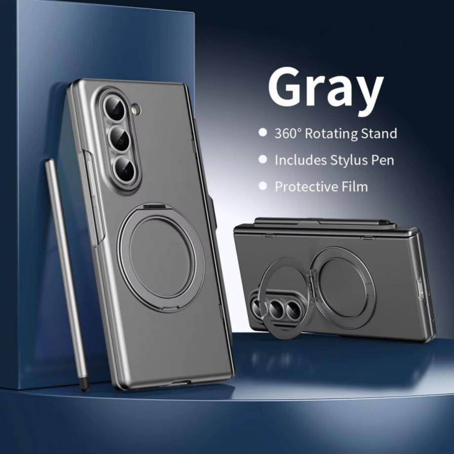 Чехол для Samsung Galaxy Z Fold 5 6 7 со стилусом, Magsafe, поворотная подставка на 360°, шарнир, защитная пленка для экрана, чехол с полной защитой