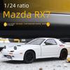 Игрушечная легкосплавная машинка Mazda RX-7 1/24 со звуком, светом и рулевым управлением — детская модель в подарок.