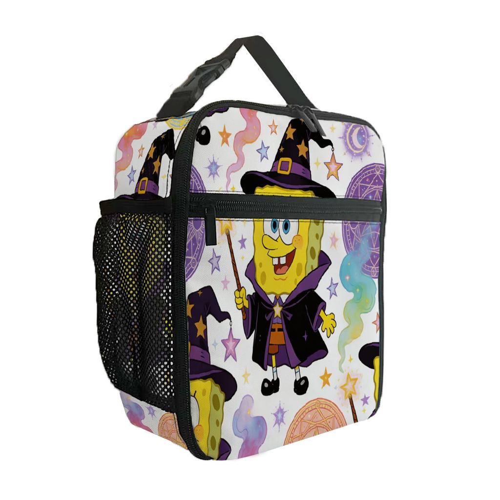Wizard SpongeBob Insulated Lunch Bag Pastel Magic Thermal Cooler Tote with Mesh Pocket