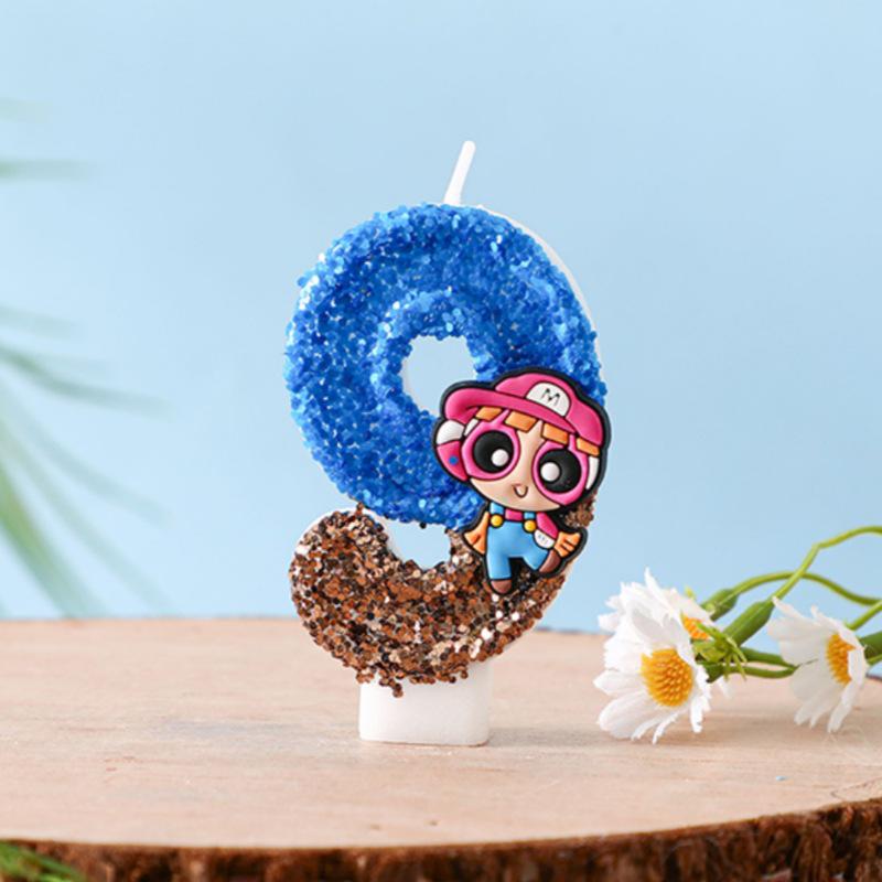 Colorful Cartoon Policewoman Birthday Cake Number Candles