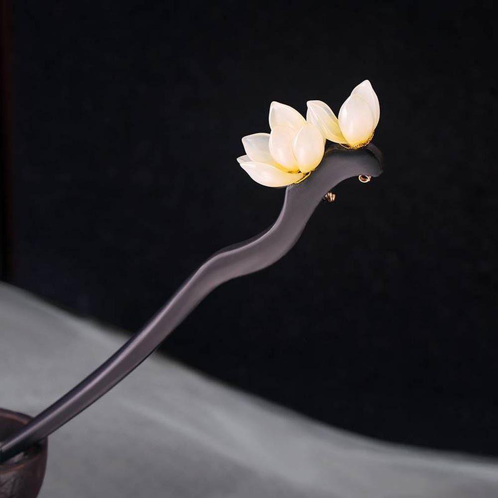 Палочки для волос из ацетата с цветком, корейские заколки Hanfu, женские палочки для волос, китайская вилка для волос, деревянная заколка для волос