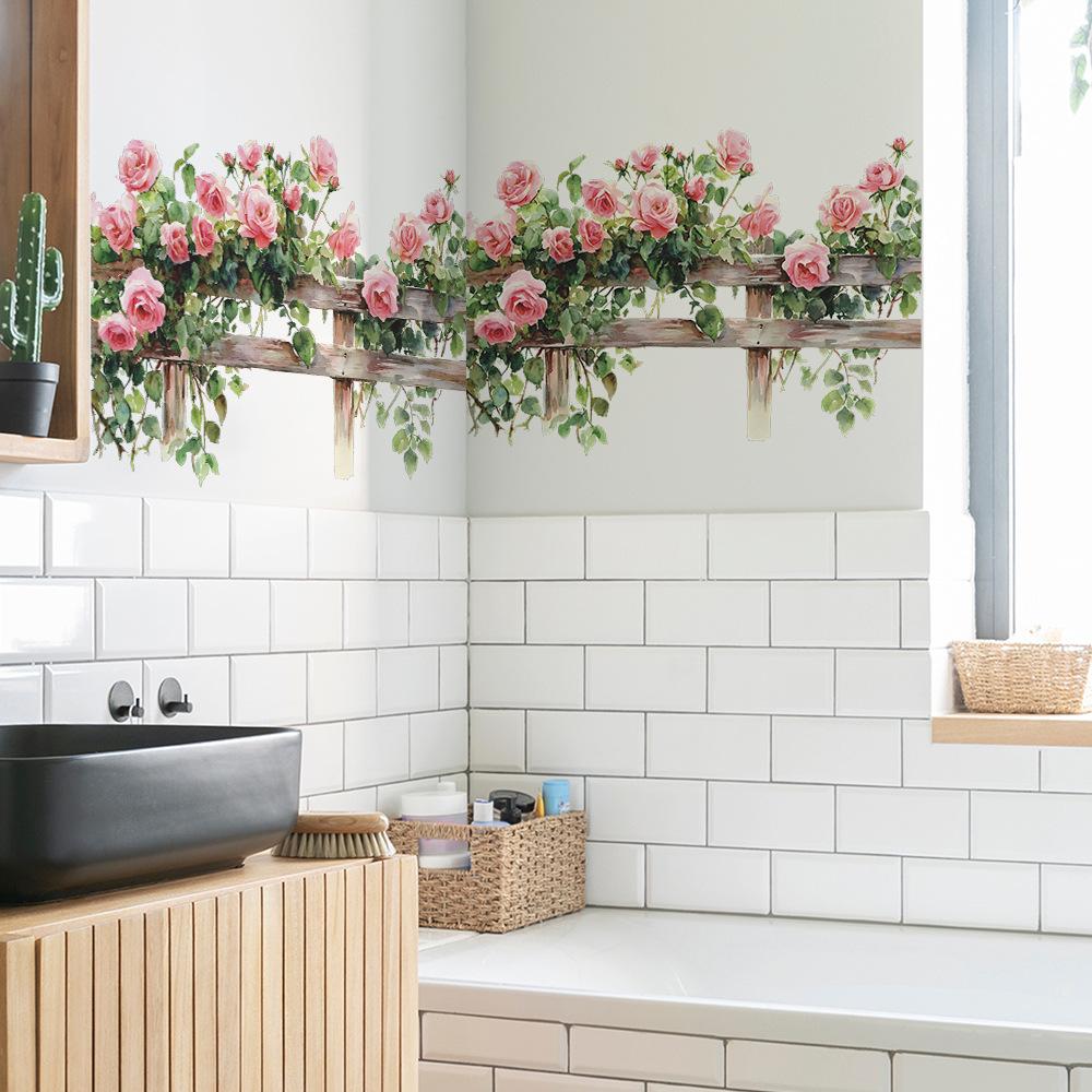 1 Stück Lila Blumen Grüne Pflanzen Schmetterling Schlafzimmer Wohnzimmer Wanddekoration Wandaufkleber Großhandel PVC-Material