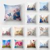 Butterfly Flower Landscape Printed Pattern Pillowcase for Home Living Room Sofa Car Decoration Waist Cushion Pillowcase