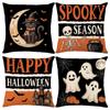 Halloween Pillow Covers Pumpkin Ghost Print Couch Throw Pillow Case Cushion Cover for Sofa Bed Holiday Decor 45x45cm