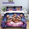 Yorkshire Terrier and Love Heart Pattern Bedding Home Decoration Birthday Gift (1 * duvet cover + 2 * pillowcase, without core)
