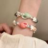 Cute Conch Star Shape Ceramic Beaded Bangle Elastic Dopamine Cartoon Bracelet Women Jewelry Gifts