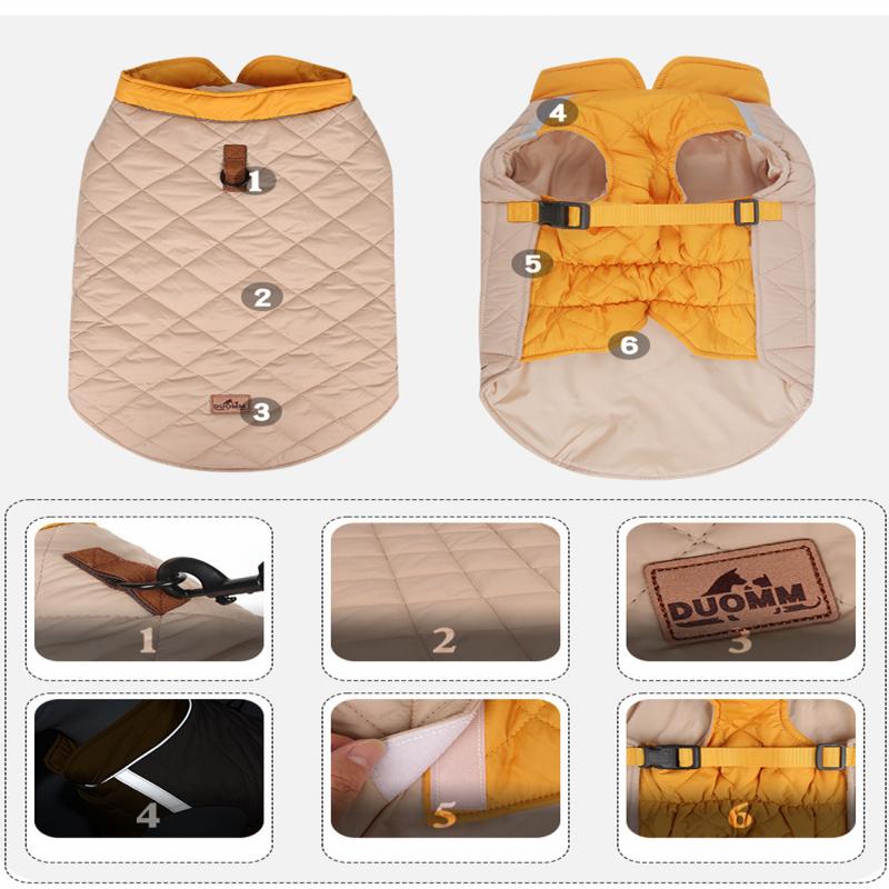 Зимняя теплая куртка для собак, светоотражающая одежда для собак, утолщенное пальто для маленьких, средних и больших собак, костюмы для щенков с D-образным кольцом