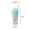 Double Layers Rainbow Plastic Water Bottle With Straw Creative 550Ml Mug