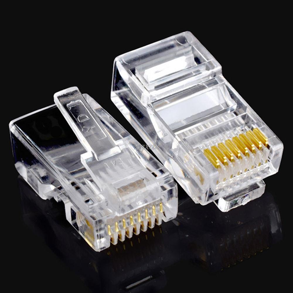 100 шт. RJ45 RJ-45 CAT5 модульный сетевой разъем Ethernet сетевой кабель Crystal Heads 8P8C адаптер лот