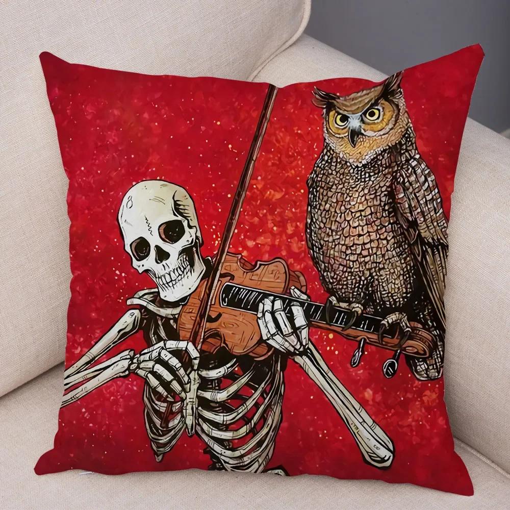 Милая мультяшная наволочка с красочным черепом, на подушку, для автомобиля, дивана, домашнего декора