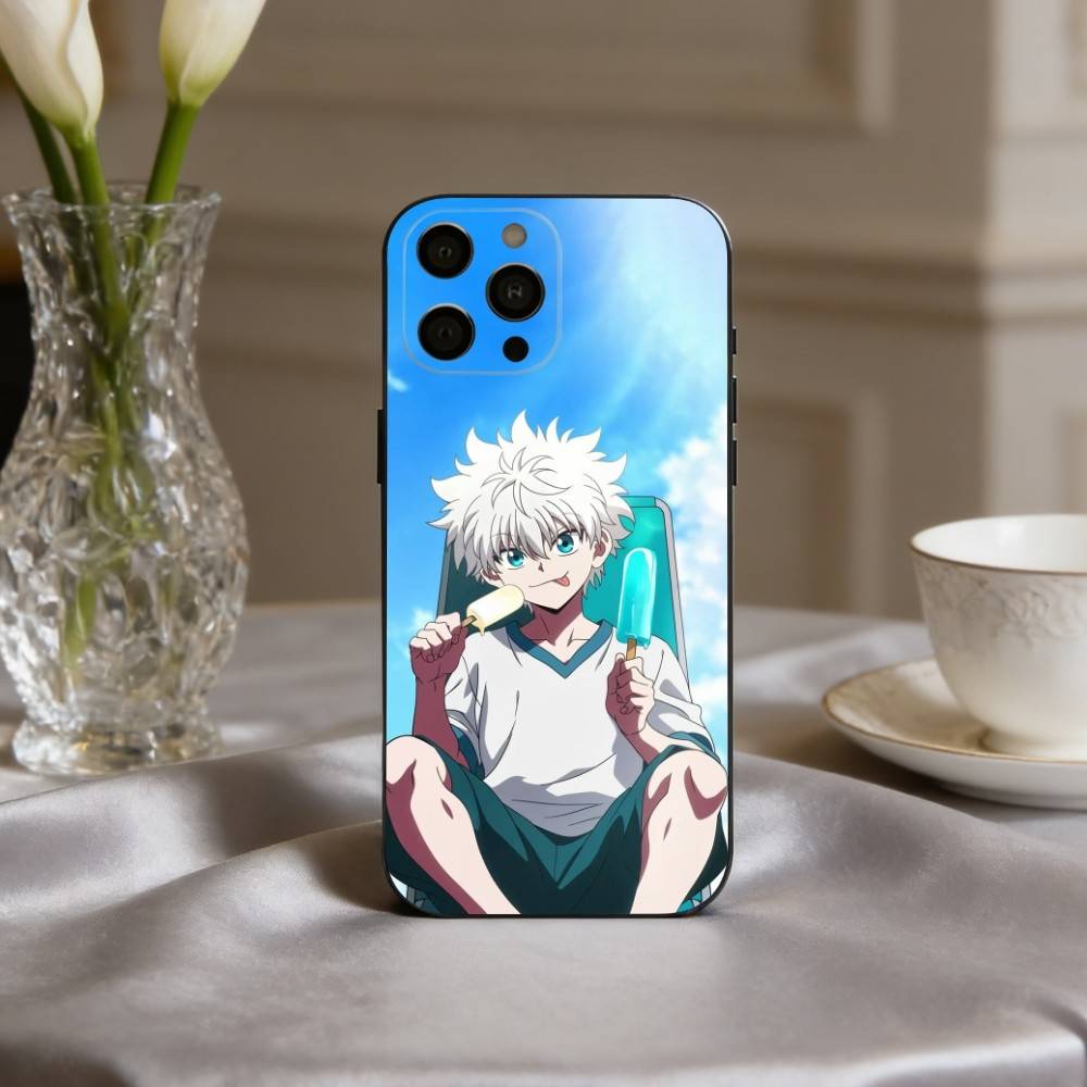 K-Killua Z-Zoldyck H-Hunter X Hunter Phone Case For iPhone 17pro,16,15,14,13,12,11 Plus,Pro Max,XS,Soft Silicone Black Cover