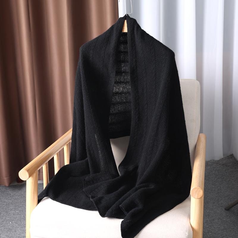 100% Шерсть Узор Вязаный Длинный Шарф Для Женщин Зима Осень Мягкий Теплый Однотонный Минималистичный Обмотка Хиджабы Двойного Использования Шали Женский
