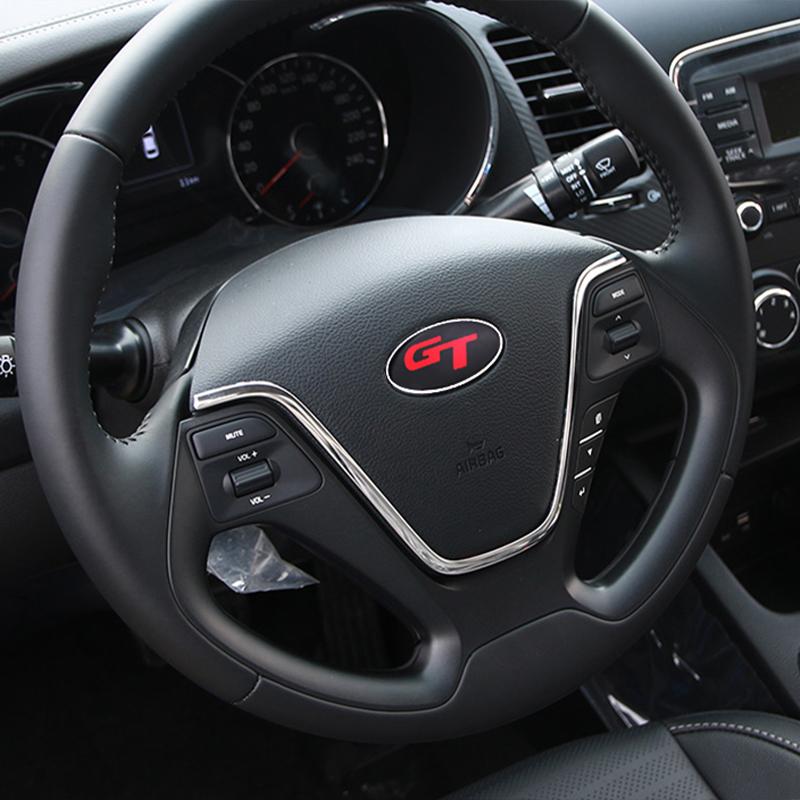 AXADSN1 ABS Car Steering Wheel Logo Emblem Sticker Decals For KIA GT Sportage Ceed Sorento Cerato Optima Picanto Rio Soul k5 Stonic K4