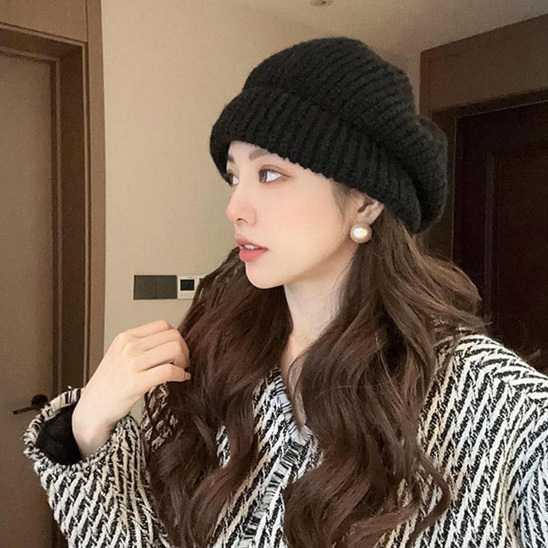 Вязаная шапка рыбака женская осенне-зимняя свободная теплая берет шапка-бини шерстяная шапка