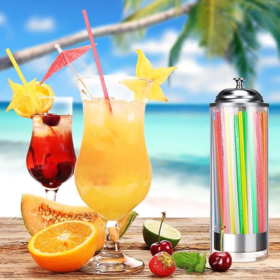 Прозрачный пластиковый диспенсер-держатель для соломинок с крышкой из нержавеющей стали для стандартных соломинок Прозрачный органайзер для соломинок Кухонные принадлежности