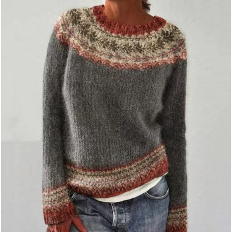 DAFIFY Женская мода повседневная осень-зима ромбовидный узор с длинным рукавом и круглым вырезом свитера