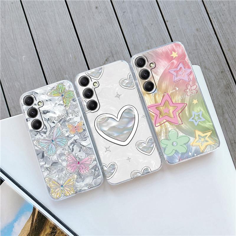 Чехол для телефона Heart Butterfly для iPhone Samsung S25 Ultra A55 S24 FE A16 Xiaomi Redmi Note 14 13 Pro 14C Huawei Honor 200 Realme противоударный матовый чехол