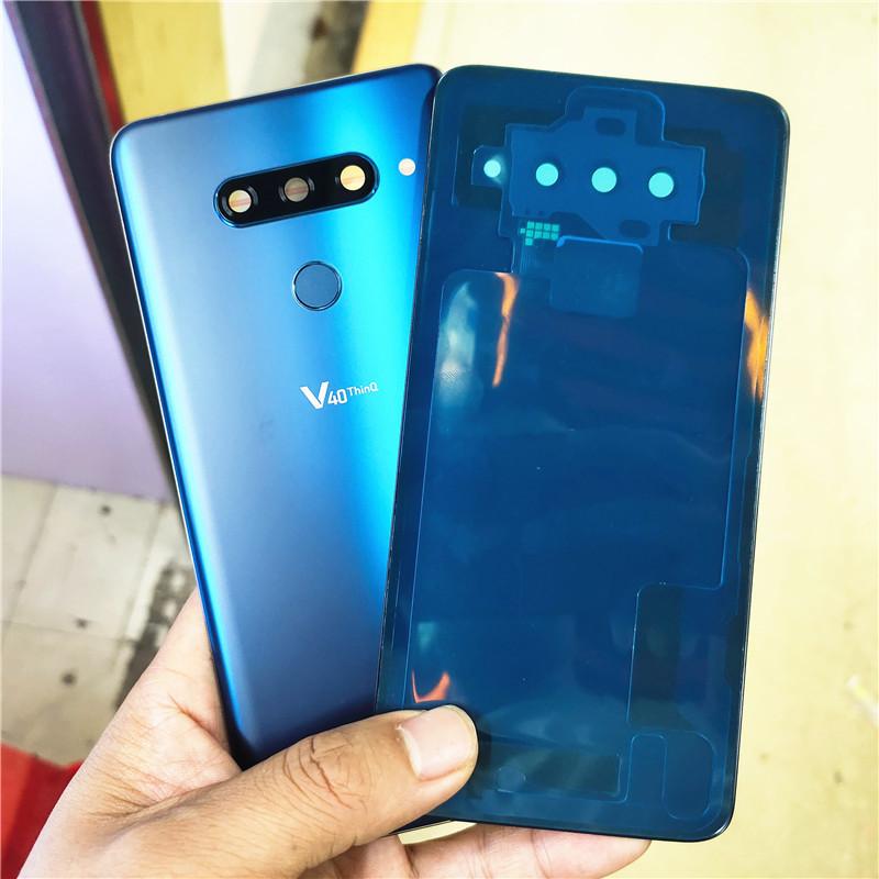Стеклянный корпус для LG V40 ThinQ V405QA7 V405UA V405TAB V405UA0 Задняя крышка аккумулятора Задний чехол со сканером отпечатков пальцев и объективом камеры