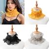 Spring Summer Floral Lace Trim Polyester Neck Scarf Versatile Women's Shirt Collar Design with Ruffled Edge for Stylish