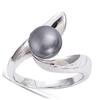 Silver Ring 'Perla' Silver Gray (rhodium) - 8 Mm