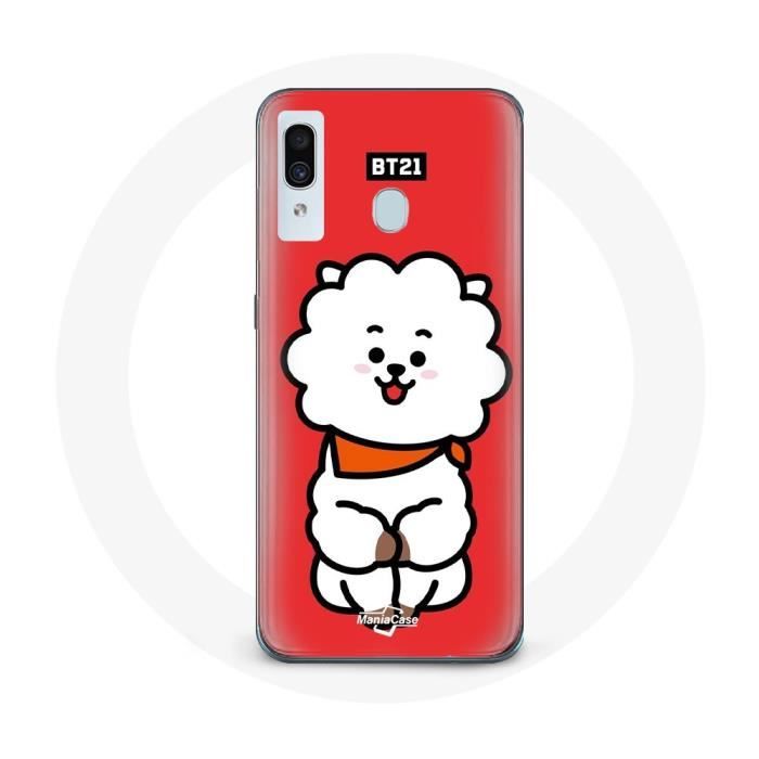 Case for Samsung Galaxy A20e BTS Bangtan Boys BT21 RJ Jin Red Background