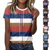 Женские футболки, женские топы с короткими рукавами, нарядные летние повседневные модные блузки с круглым вырезом, топы-туники, День независимости