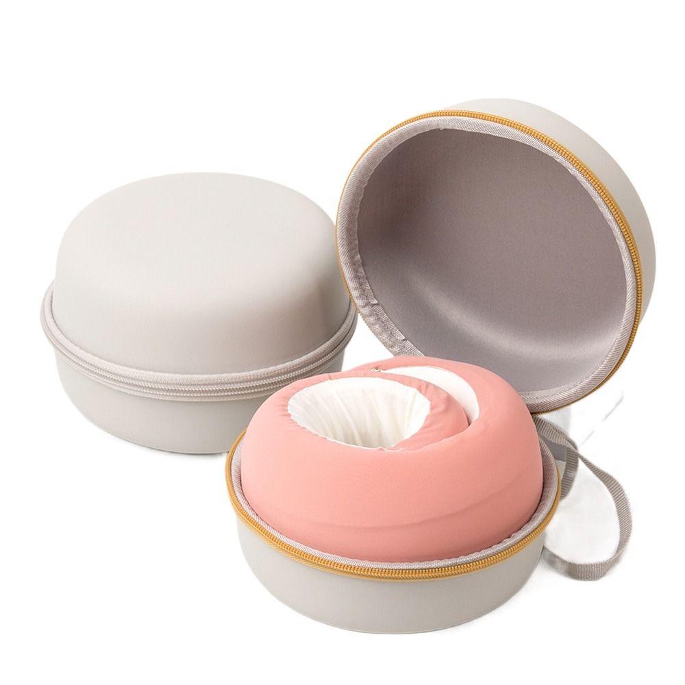 Grey U Type Neck Pillow Case Zipper Round Foam Pillow Box Camping Hard Storage Bag  Travel