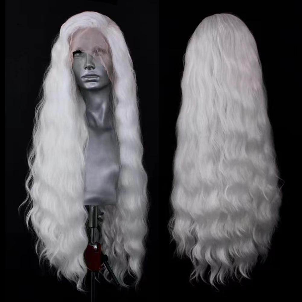 AIMEYA Platinum Wigs for Women Mix Blonde Synthetic Lace Front Wig Black Long Natural Wave Synthetic Hair Wig Daily Use Cosplay