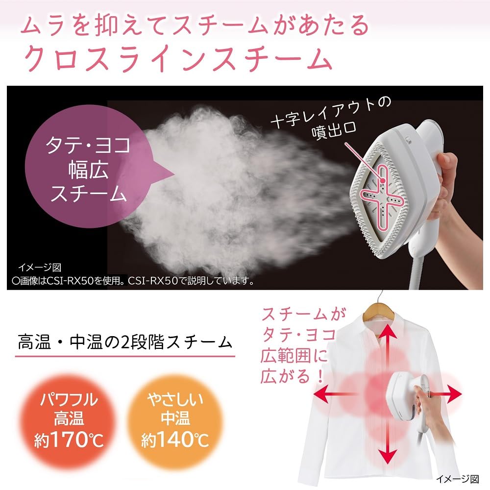 Паровой утюг Hitachi Clothing Steamer с функцией непрерывного отпаривания и щеткой CSI-RX50 Off-White