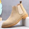 Suede Leather Men Ankle Boots Casual Slip On Formal Oxford Boots Vintage High Top Shoes Man Chelsea Botas Business Shoes