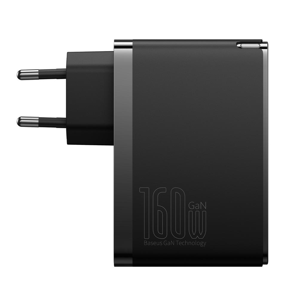 PRO 160W GaN GaN5 wall charger 2x USBC USBA USBC cable black