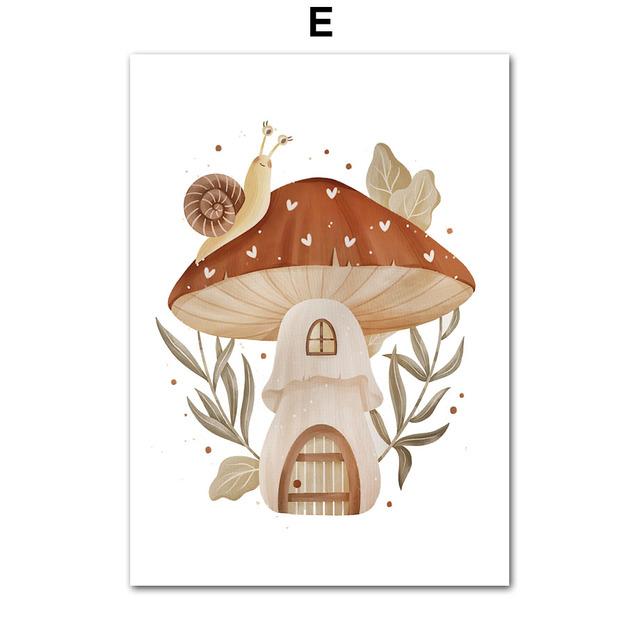 Медведь Кролик Цветок Гриб Лесная Детская Бохо Wall Art Холст Картины Плакаты и Отпечатки Настенные Панно Декор Детской Комнаты Без Рамки