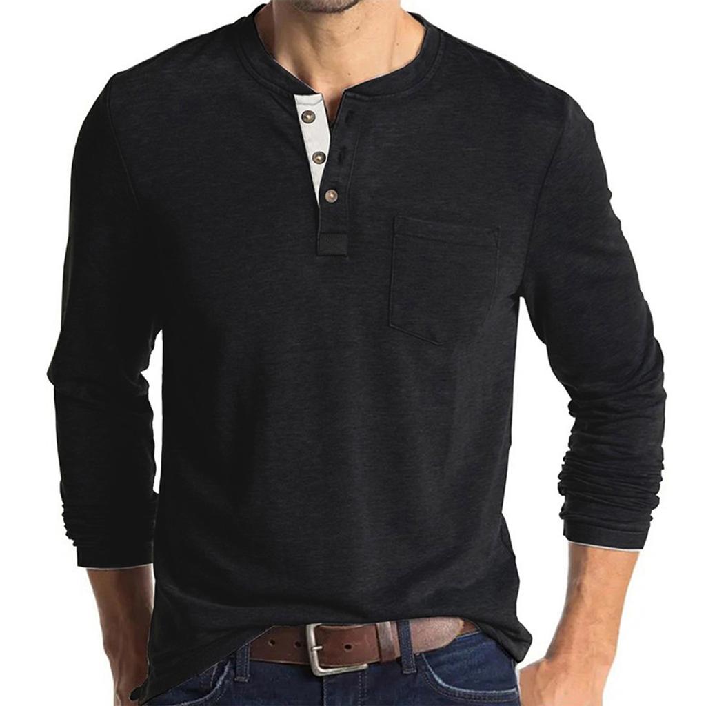 Men's Solid Color Long Sleeve T-Shirt Shirt Men's Casual Sports Top