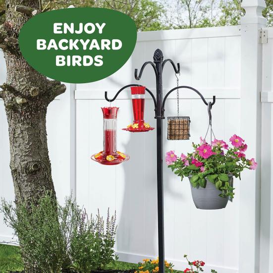 Yousheng Hummingbird Feeder for Outdoors Hanging Leak Proof Plastic Birds Feeder with 5 Flower Feeding Ports And Ant Moat for Outside Garden Decor