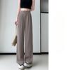 Широкие брюки для лета, тонкие женские костюмные брюки, драпированные брюки с высокой талией, узкие прямые брюки для лета для женщин