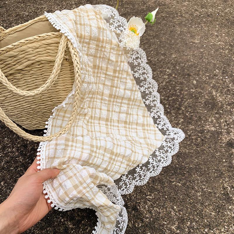 Французская ретро цветочная кружевная повязка на голову женская милая шелковый платок приморская сумка головной треугольный платок литературный фото-шарф