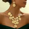 Fashion Hammered Disc Earrings and Necklace Set For Ladies