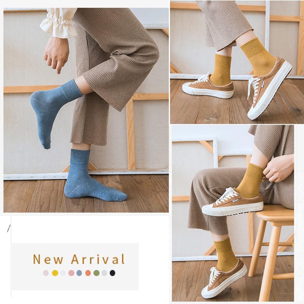 Зимние цветные 10 пар хлопковых носков Crew средней теплоты для дома [Yazon] женские носки, осень/зима, комплект, милые, стильные, носки, свободные, толстые, носки, женские,