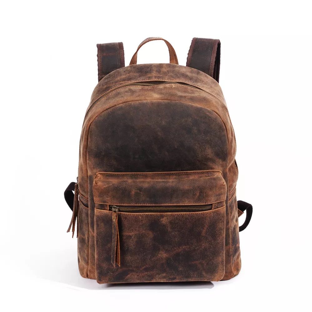 Handmade Vintage Buffalo Leather Backpack Rucksack Travel College Bag