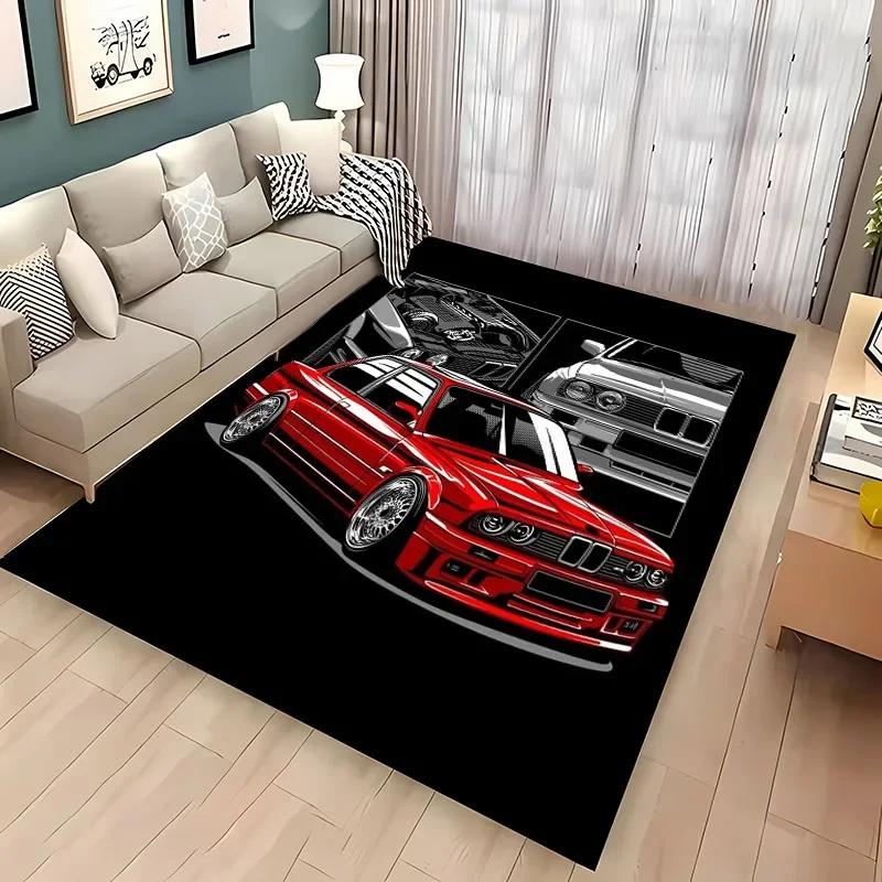 Ковер с классическим рисунком гоночного автомобиля, 3D-печать HD, для гостиной, спальни, коврик, придверный коврик для дивана, коврик для пола, противоскользящий декор, подарок, альфомбра