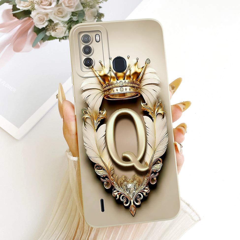 For ITEL S16 Case Cover Luxury A-Z Letters Fashion Crown 2D Painted Silicone Bumper For ITEL Vision 1 Pro Phone Casing