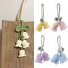 Handmade Flower Knitted Keychain Keyring Women Crocheted Wool Flower Leaf Bag Pendants Car Key Ring Handbag Charms Gifts