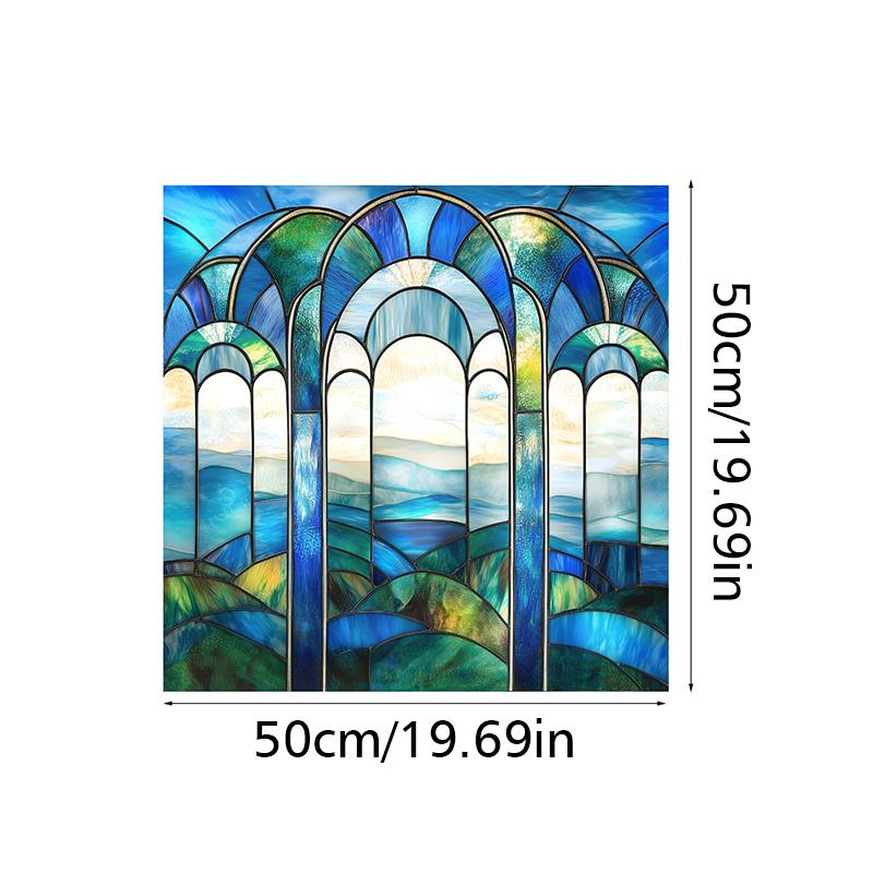 50x50 см электростатическая наклейка на стекло съемная наклейка на окно с цветком разноцветная