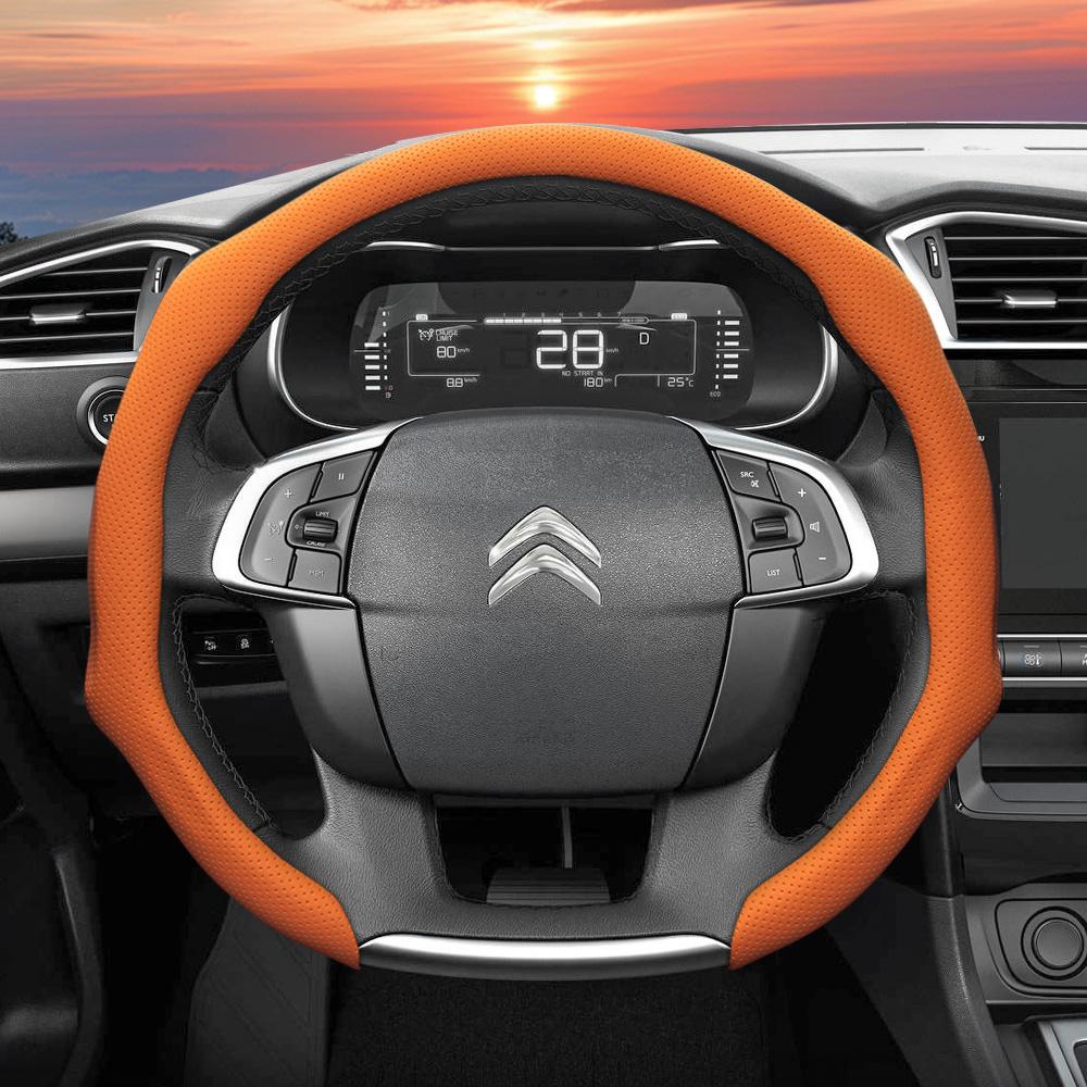 Подходит для Citroen Чехол на руль из перфорированной кожи C3 C4 X Berlingo C5 Aircross Jumper SpaceTourer Ami X Красный Черный